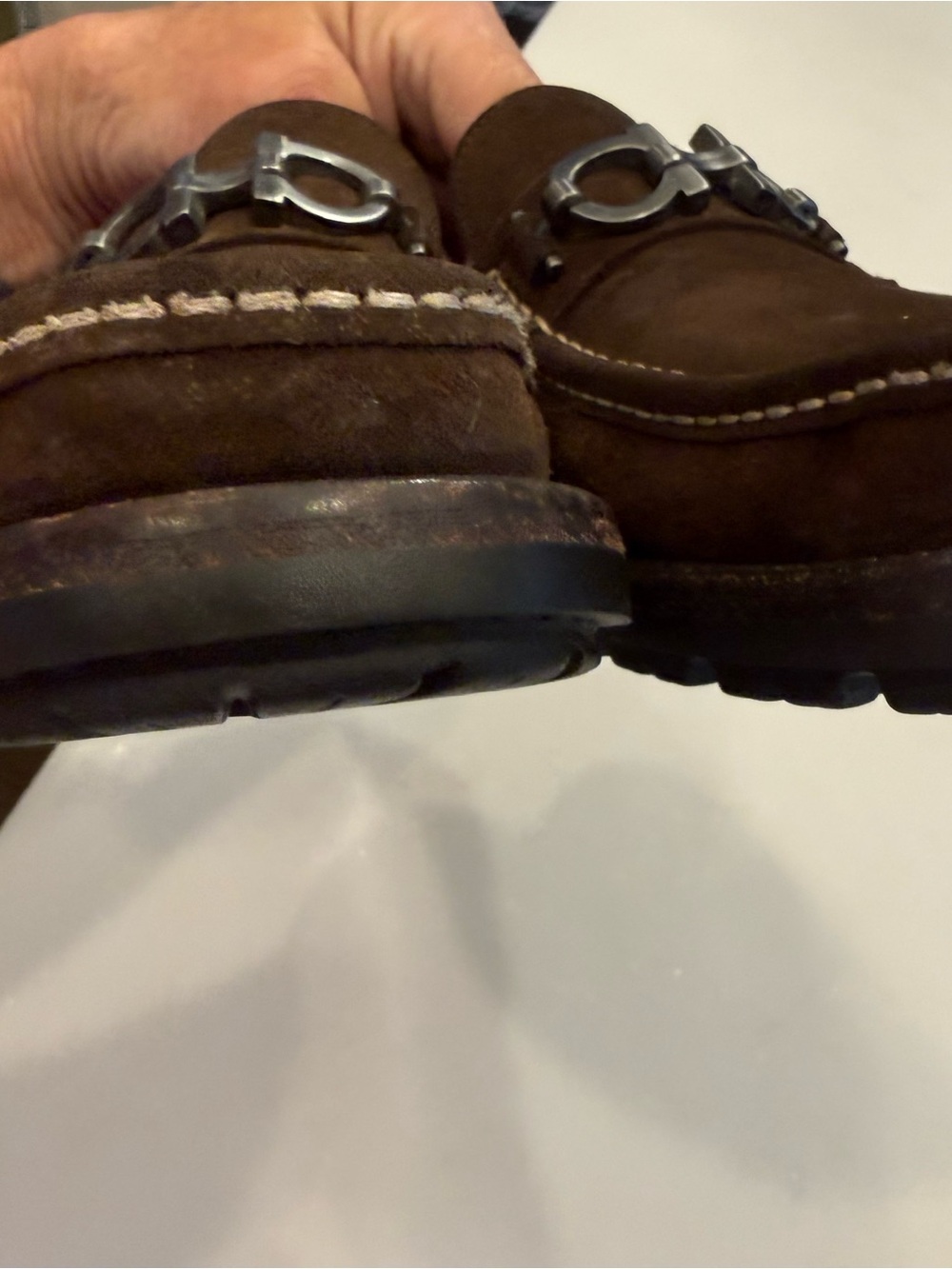 Ferragamo Men’s Brown Suede Gancini Bit Loafers Sz Mens 7 Wms 8.5 EUC - Picture 16 of 16
